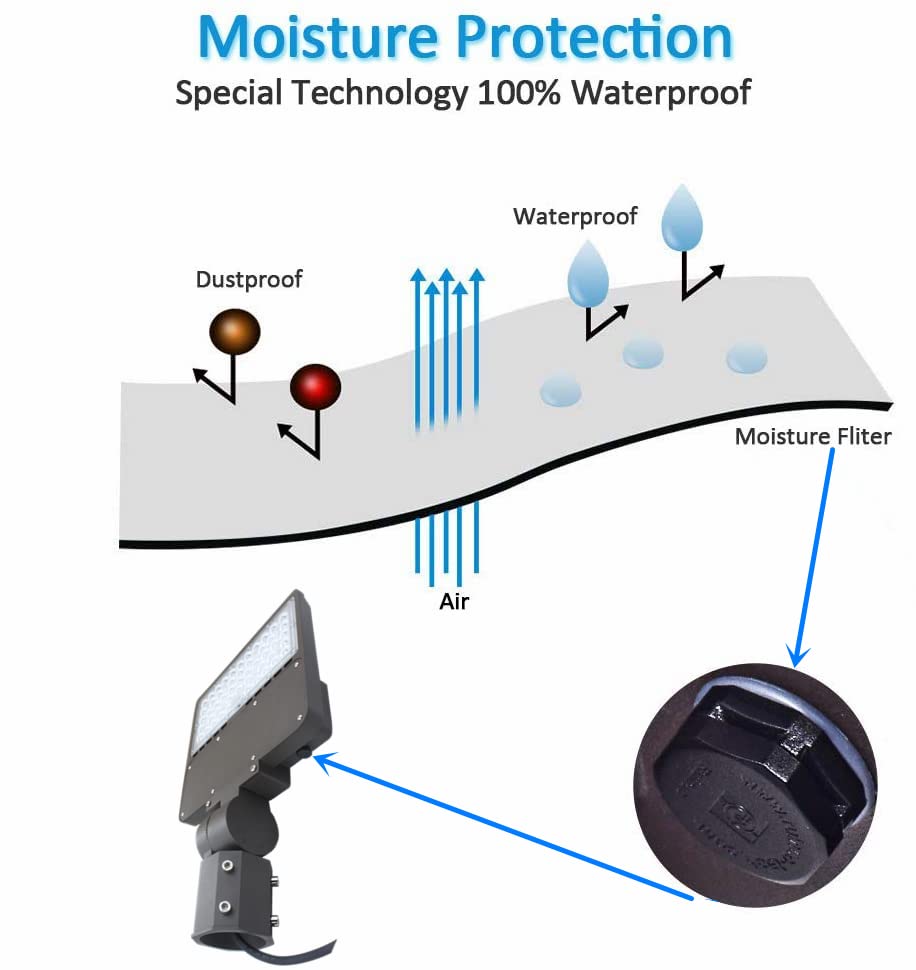 100W Outdoor LED Parking Lot Light with Adjustable Slip Fitter Mount 5000K LED Area Light with Dusk to — view 4