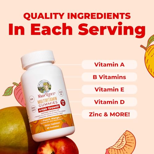 Image of MaryRuth's Multivitamin + Hair Growth Gummies | with Lustriva | Biotin 10000mcg | B Vitamins | Formulated for Thicker Hair, Wrinkles, Fine Lines, Skin Care | Ages 18+ | 30 Servings