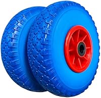 2x Sackkarrenrad Pannensicher VOLLGUMMIREIFEN Ø 260mm, Nabe Ø20×75mm, 3.00-4, für Sackkarren Bollerwagen, Rad Ersatzrad Reifen Räder für Sackkarre Bollerwagenrad Sackkarrenräder Blau/Rot, PU