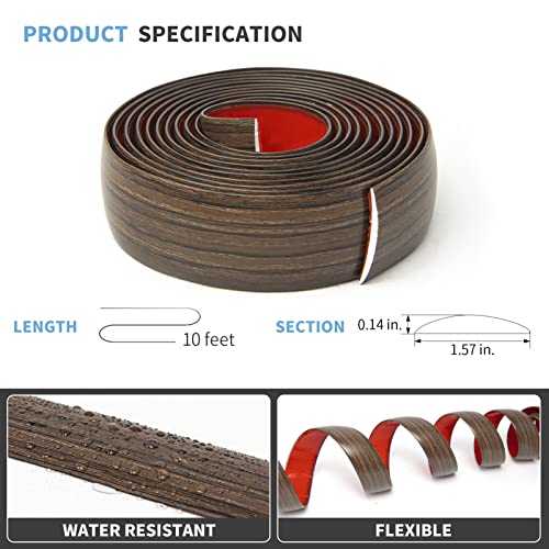 Art3D Self Adhesive Vinyl Floor Transition Strip, Laminate Floor Strip Floor Flat Divider Strip For Joining Floor Gaps,Carpet Threshold Transition,Floor Tiles（10 Ft, 1.57In, Brown） #TOP2