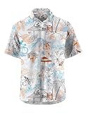 ORIONRIDE Cycling Shirts-Original Hawaiian Style Design,Zipper Pockets,Short Sleeves,Button Down Gravel Shirts for Biking