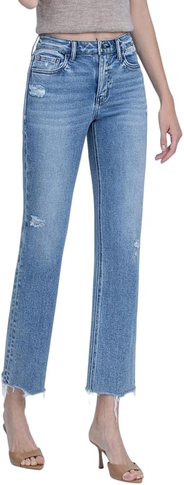 Flying Monkey Women's High Rise Ankle Straight Jeans