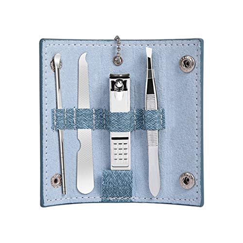 Juego de manicura y cortaúñas, 4 piezas, kit de cortaúñas profesional, herramientas de cuidado, kit de aseo, herramienta de manicura, tijeras de uñas portátiles de viaje con estuche para viajes