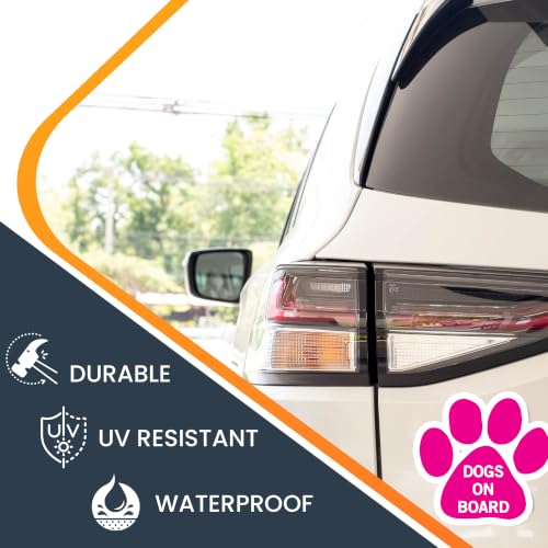 Image of Dogs on Board Pink Pawprint Car Magnet 5 Inch 2 Pack, Dog Lover Gift