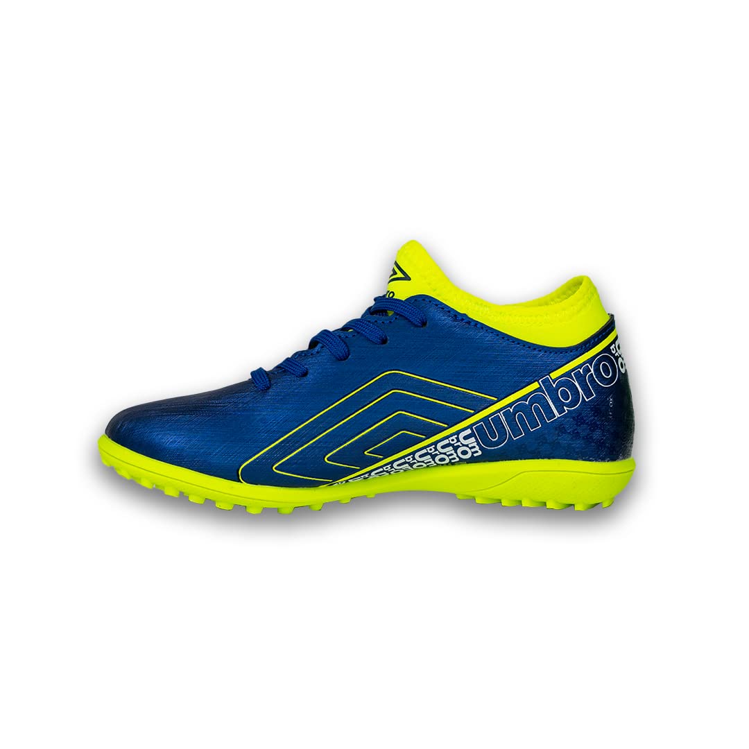 Umbro Spirito Youth Turf Soccer Shoes (Blue/Lime/White, us_Footwear_Size_System, Big_Kid, Men, Numeric, Medium, Numeric_4)