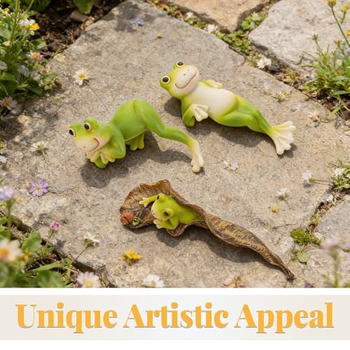 Figurines de grenouilles résistantes aux intempéries lot de 3 - 4