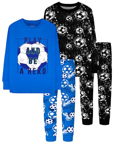 Image of DAUGHTER QUEEN Boys Pajamas 4 Pieces Long Set 100% Cotton Sleepwear Size 18 Months-12 Years