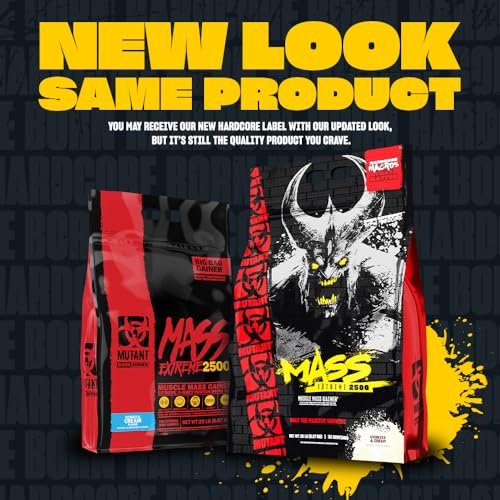 Image of Mutant Mass Extreme 2500 - High Calorie Mass Gainer Whey Protein Powder with Creatine & Amino Acids - Muscle Building & Weight Gain for Hard Gainers - Vanilla Ice Cream 12 lbs