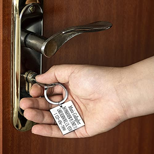 Personalized Free Engraved Stainless Steel Tag Id Pendant Keychain Key Ring - Customized Gift #TOP3