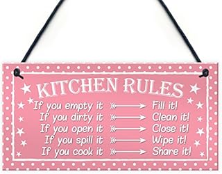 RED OCEAN Funny Kitchen Rules Polka Dot Funny Home Decorative Hanging Plaque Friendship Gift Wall Sign
