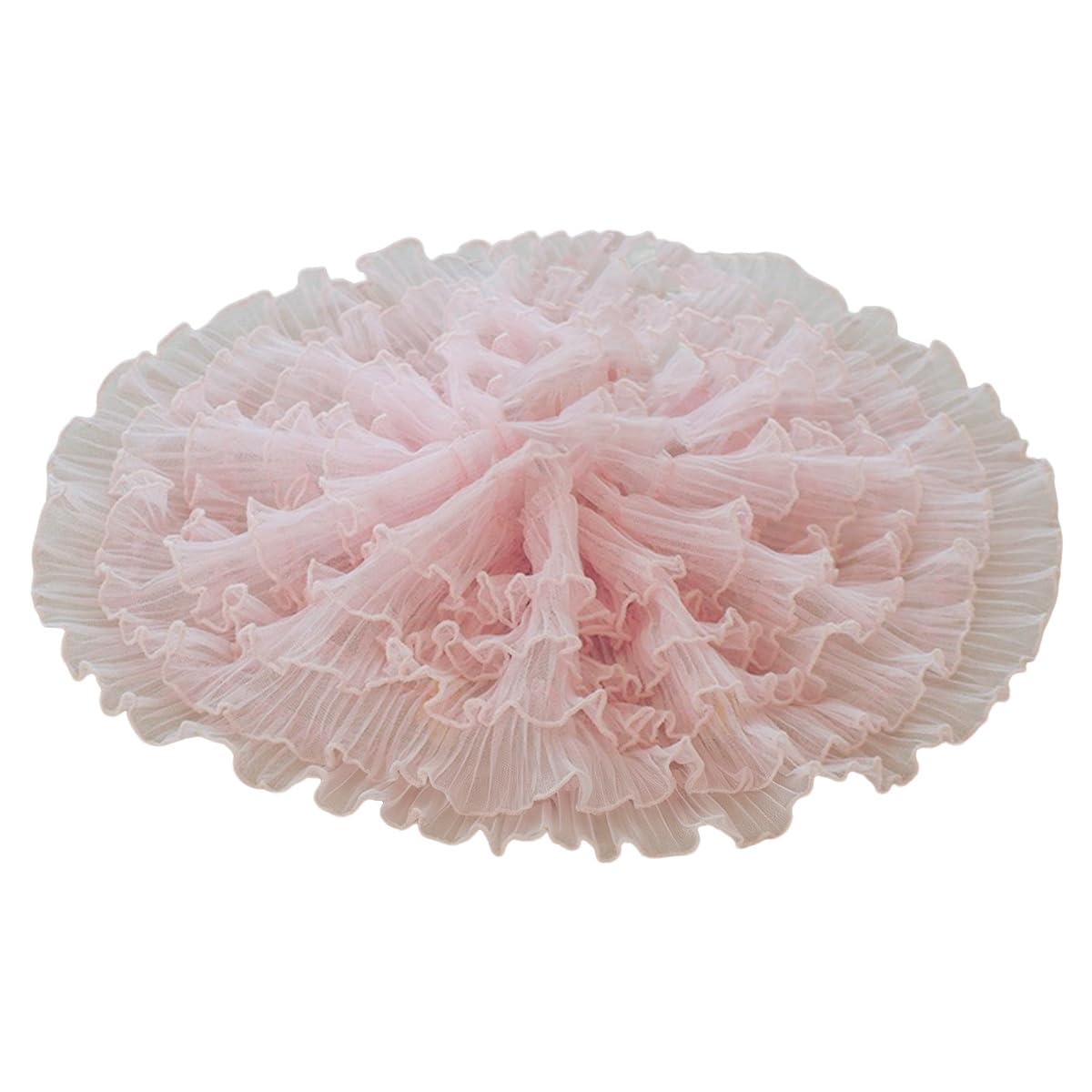 Encaje de 12 cm de alta costura con malla plisada rosa de 5 capas para novia