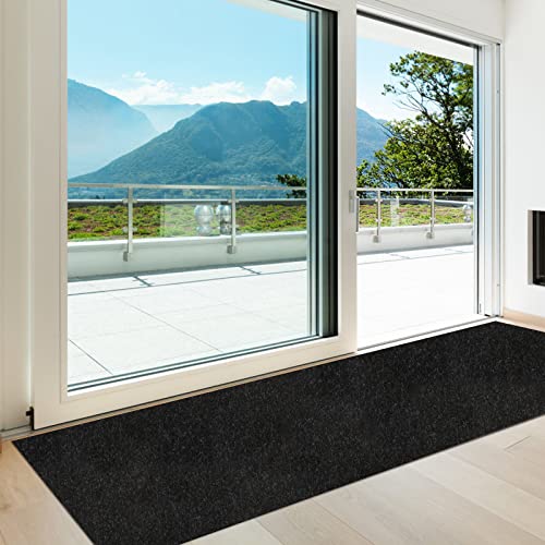 Heyroll Custom Size Hallway Runner Rug Backed Non-Slip Waterproof Washable Outdoor Indoor Carpet for Floor Entryway Kitchen Laundry Balcony Garage 2 x 6 Black