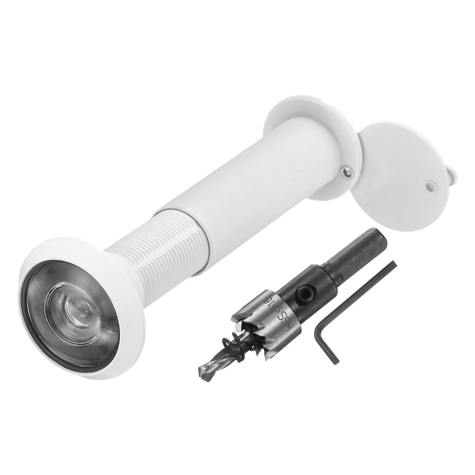 sourcing map Door Peephole, Door Viewer Peephole with 16mm/0.63'' Drill Bit Kit Fit 2-3/5'' to 4-1/8'' Front Door 200 Degree Wide Angle Peepholes Reverse Privacy Covers, White
