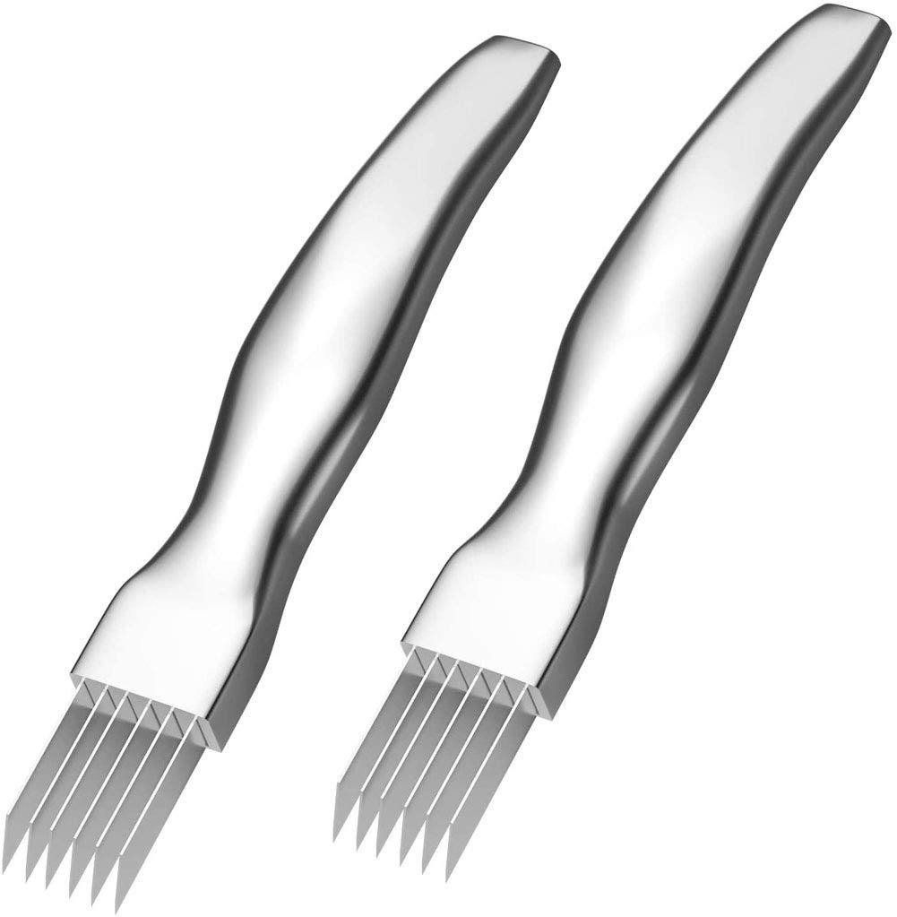 BROUYOUE 2PCS Kitchen Shred Silk The Knife,Stainless Steel Vegetable Chopper,Onion Garlic Cutter,Food Speedy Chopper for Kitchen Restaurant Hotel Gadget Tool