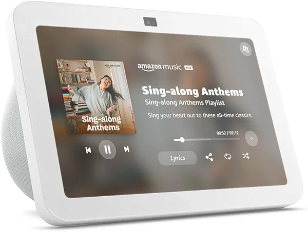Amazon Echo Show 8, With Spatial Audio, Smart Home Hub, ideal for open living spaces, includes Alexa, Glacier White