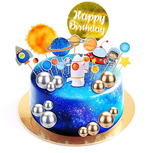 KATELUO Kuchendecoration,Geburtstagdeko Kuchendecoration,Weltraum Cupcake Toppers Planet Party für Weltraum Party Kinder Planeten Geburtstag Party Cake Toppers