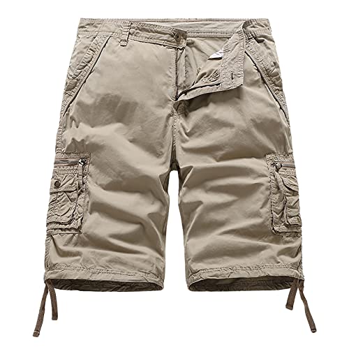 Mens Couleur Unie Personnalité Conception Simple Coton Mode Couleur Unie Couture Shorts Pantalon Global Coton Lavé Lâche Mince Multi Sac Culotte Courte Pantalon Carreaux Noir Et Rouge