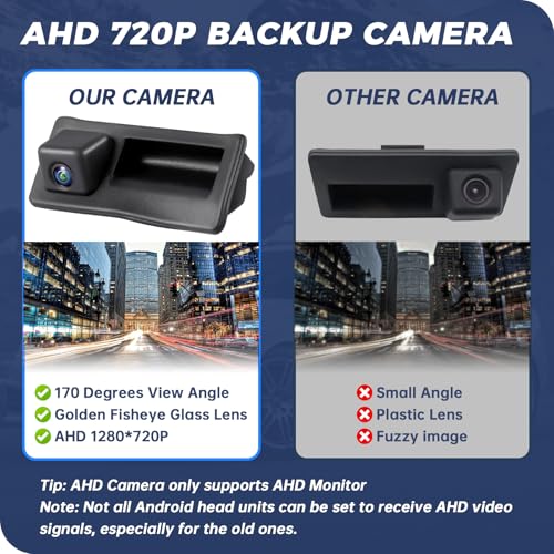 Image of HD 720P Backup Camera,Reverse Rear View Camera Fit for Audi A4L A5 A3 Q3 Q5 RS6 Fit for VW Passat Tiguan Jetta Sharan Touareg Lavida Skoda, Car Rear View Trunk Handle Camera