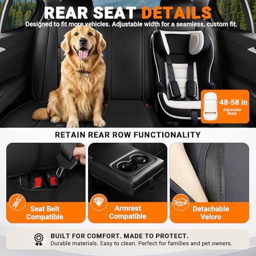 Image of Car Seat Cover for Chevrolet Trax Seat Covers 2015-2025, Nappa Leather Waterproof Seat Covers for Cars, Airbag Compatible, Automotive Car Seat Covers Full Set(5 Seats /Black)