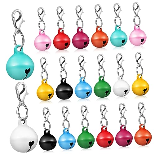 Mikikit 20 Pcs Pet Collar Bells Hanging Bells for Cats Dogs Crisp Sound Accessories Colors Each for Holiday Cheer and Pet Safety