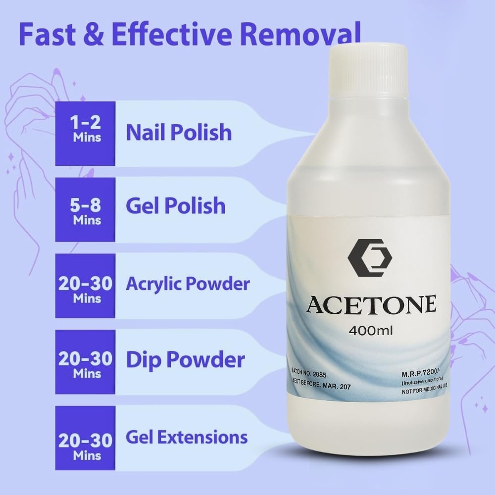 Acetone Nail Polish Remover - 400ml | Professional Grade Formula | Fast Drying | Nourishing | Versatile Use | Easy to Use | No Residue | With Pump Bottle | (AB) - Image 2 thumbnail
