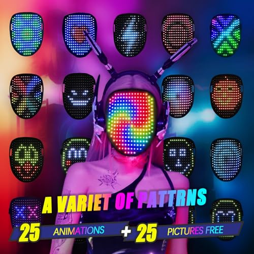 Ompusos LED Mask with Gesture Sensing - Light up mask for Costume Cosplay Party Masquerade - Kids, Men, Women2