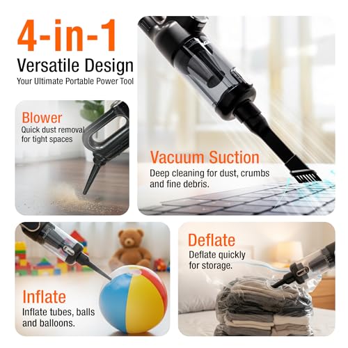 Image of AGARO Cordless Car Vacuum Cleaner, Portable Handheld Vacuum for Car & Home, 16 kPa High Power Suction, 5000 mAh Rechargeable Battery, Steel HEPA Filter, LED Light, Multiple Nozzles HVC7799