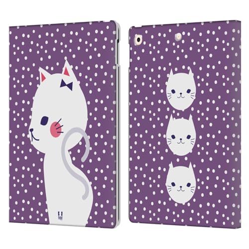 Étui iPad 10.2 contre les chocs étui portefeuille cuir chat blanc pourpre robuste