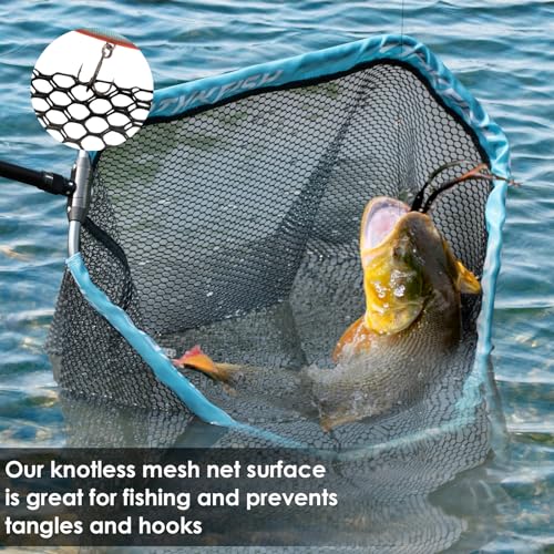 THKFISH Carbon Fiber Fishing Net Long Handle, Portable Telescopic Landing Net 27 to 157.5 Inch Long Fishing, Aluminum Mesh Frame Rubber Coated Net,Premium Landing Net Designed for Fishing