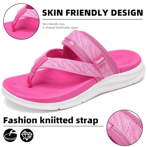 Image of Womens Platform Arch Support Flip Flops | Summer Wedge orthotic Slide Sandals footbed Thong Sandals for Pool Beach