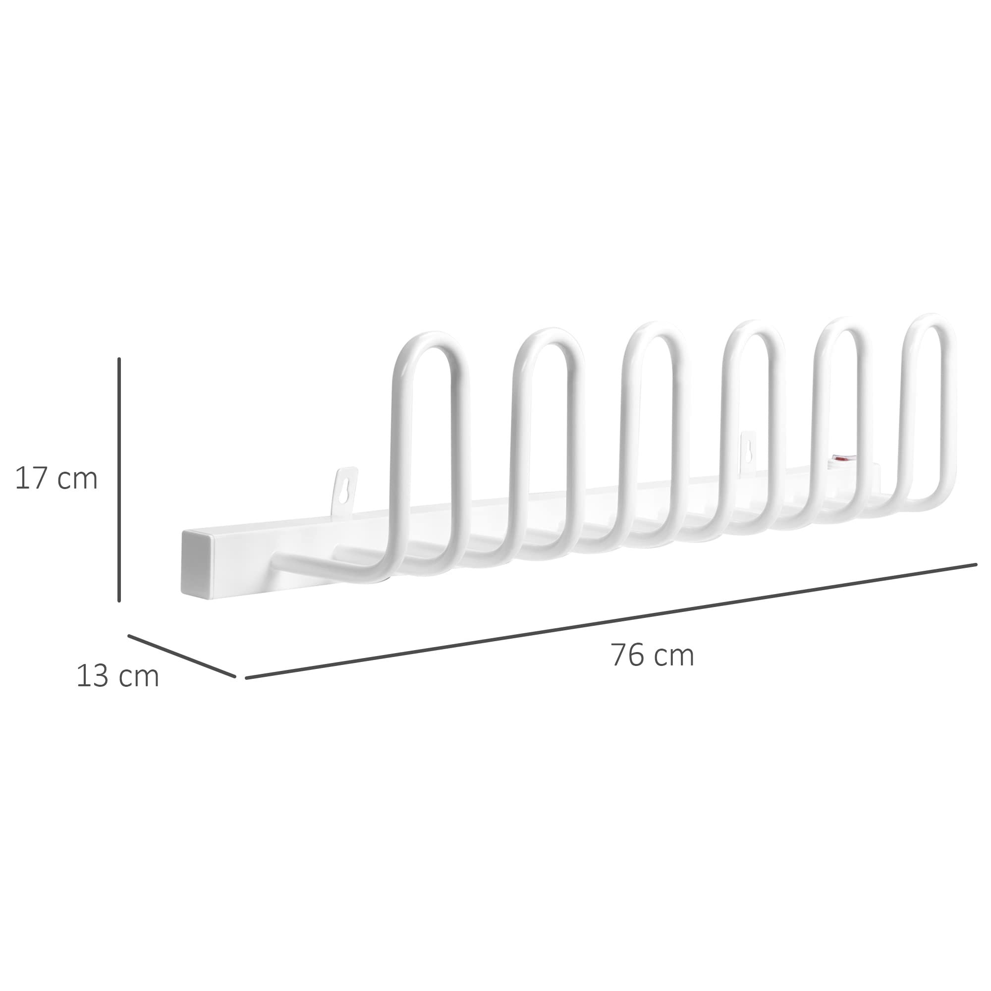 HOMCOM Elektrischer Schuhtrockner 60 W, Wandmontage Stiefelwärmer für 3 Paar Schuhe, Trockengestell für Handschuhe, Socken, Temperatur von 50 bis 55℃ Weiß 76 x 13 x 17 cm