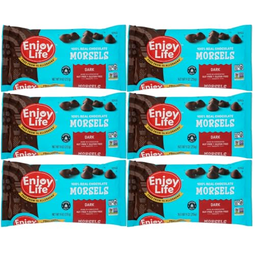 Enjoy Life Dark Chocolate Morsels Baking Chips – 6 Pack of 9 oz Bags – Dairy Free, Nut Free Chocolate for Baking, Cooking & Snacking