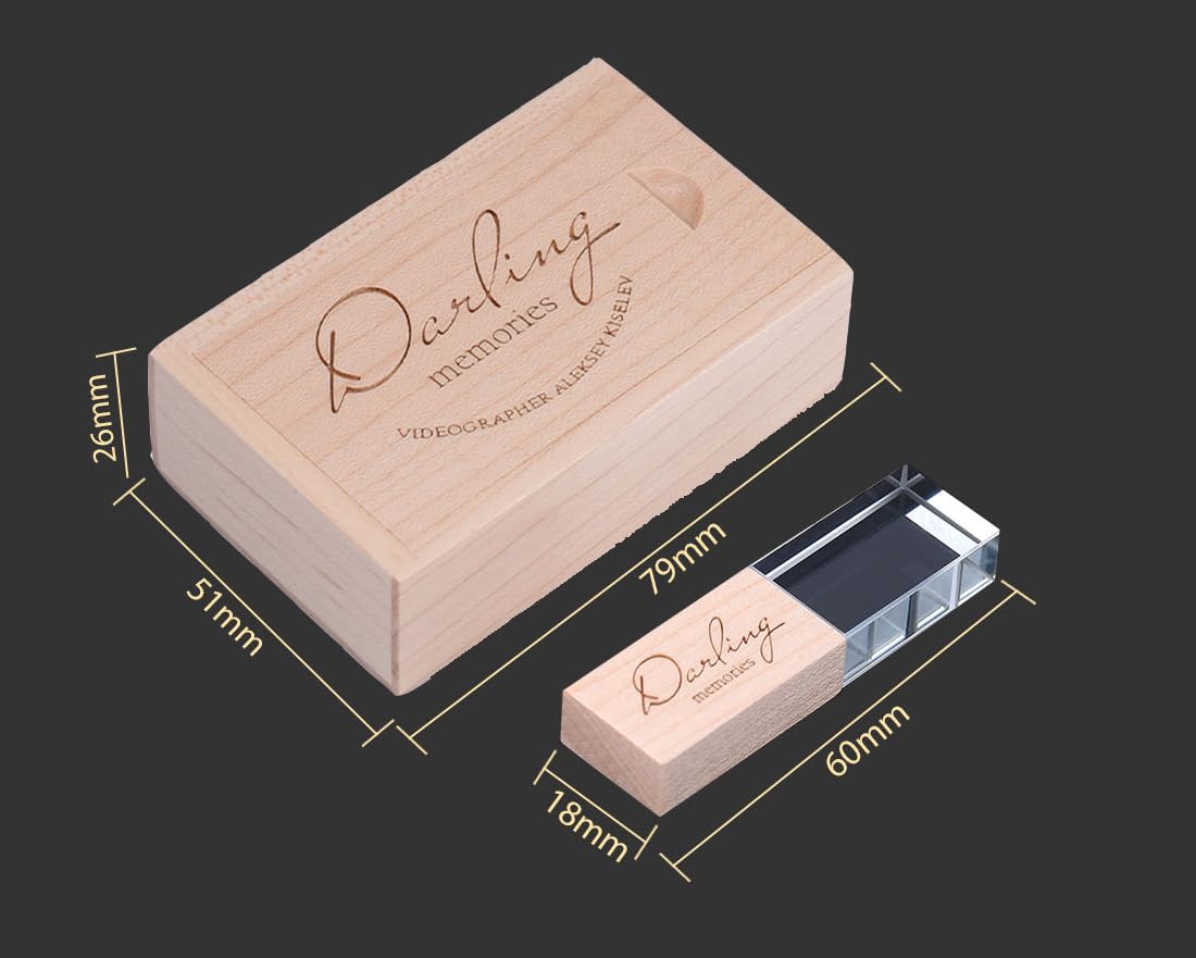 Chiavetta USB 2.0 in legno personalizzata con scatola di legno, chiavette di memoria ovali personalizzate, incisione/stampa del logo e del testo per laurea/compleanno/genitori/fotografia