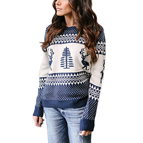 Gutyan Suéter navideño Jersey de Manga Larga de Alce Unisex Suéter navideño Suéter navideño para Mujer