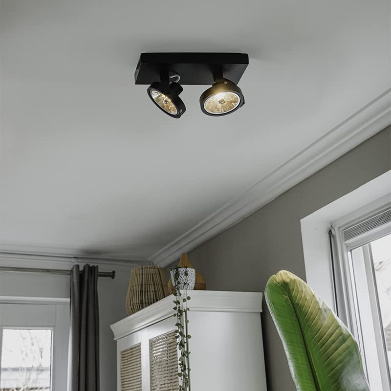 Qazqa Moderno Foco de diseño negro orientable 2 luces - Go Aluminio Rectangular Adecuado para LED Max. 2 x 3 Watt