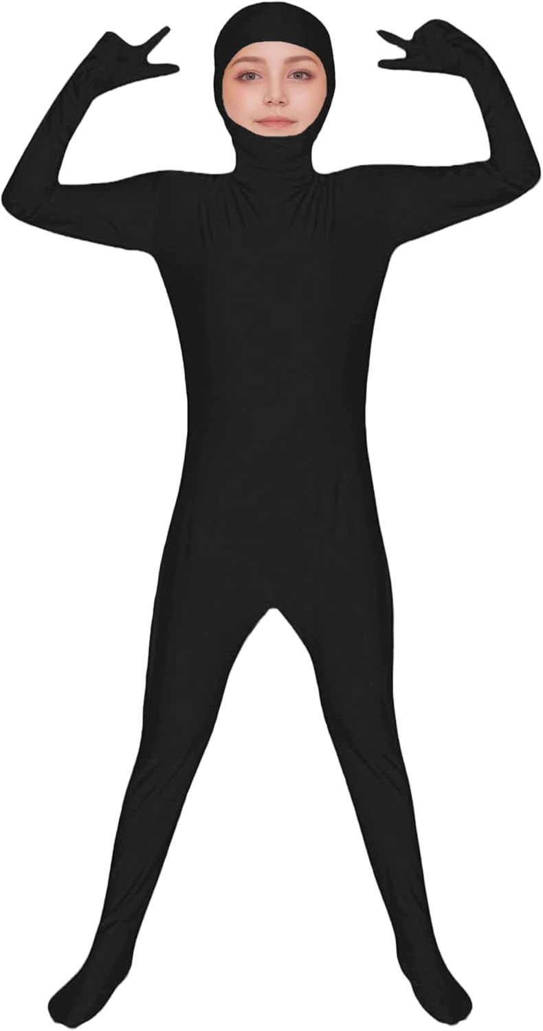 ATHX Kids High Stretch Spandex Halloween Cosplay Bodysuit Costume Open Face Unitard Child Full Body Skin Suit Zentai Suit