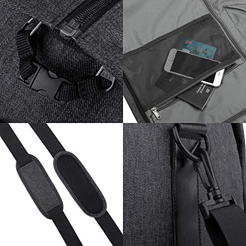 Gonex Garment Bag Carry on Duffle Suit Bag with Shoe Pocket, Convertible Hanging Duffel Travel Suitcase for Men Women Black