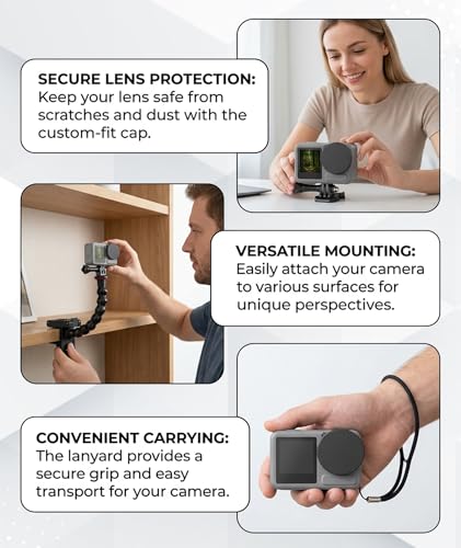 Image of 3 PCS Magnetic Quick Release Adapter, Dual-Claws Base with Protective Lens Cap Accessory, Mount for DJI Action 5 Pro /4 /3 Camera