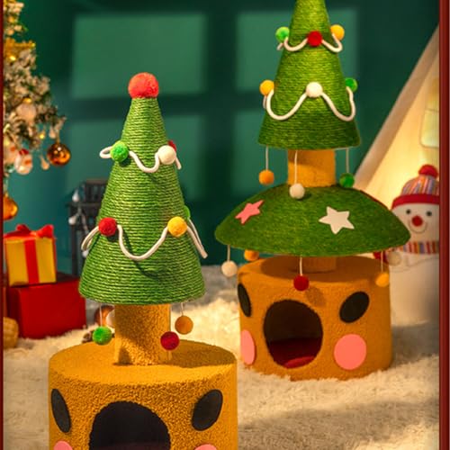 Arbre chat sapin de Noël solide pour occuper un chat s'ennuyant