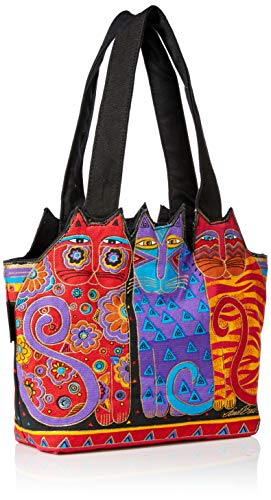 Bolso Tote mediano de lona rojo, naranja y azul miniatura 2