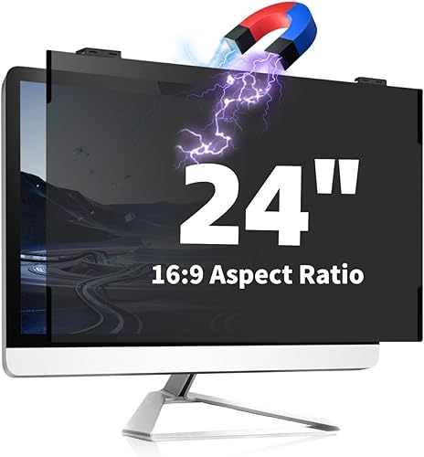 Miniatura 17 de Paquete de 2 pantallas magnéticas de privacidad para computadora de 24 pulgadas, protector de privacidad extraíble para colgar para monitor sin