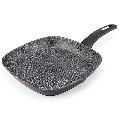 MICHELANGELO Grill Pan Nonstick 11 Inch Grill Pan with Granite Interior Steak Pan for Grill  Induction Grill Pan Granite Frying Pan for Grill Square Grill Pan for Stove Top 11 Inch