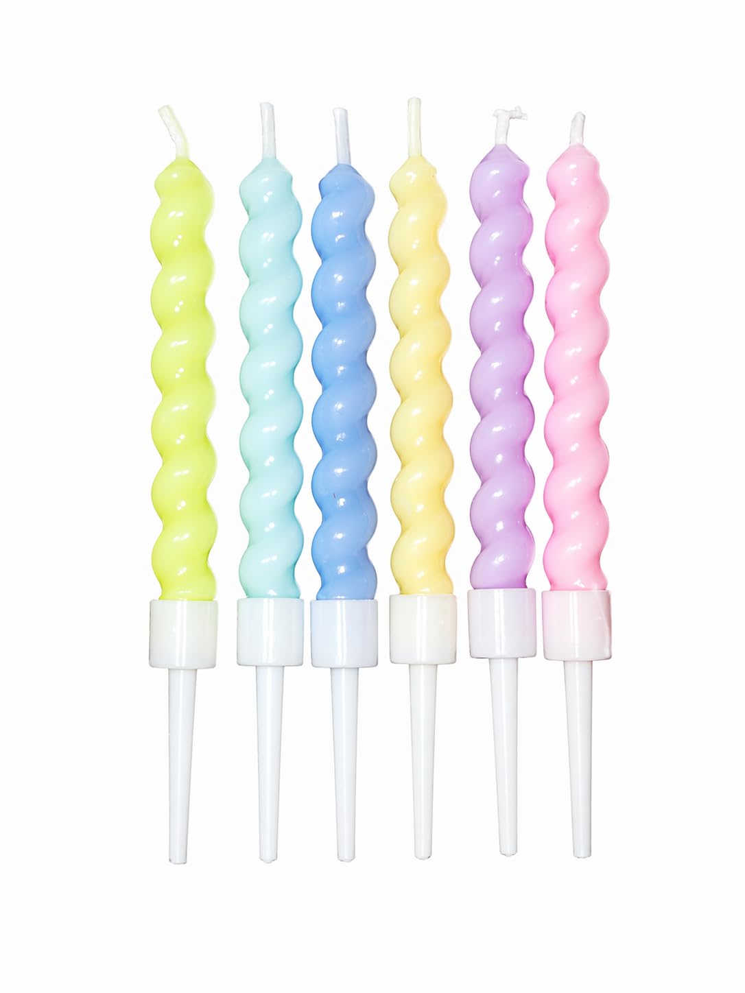 Premium Colorful Pastel Spiral Candles Set – Twisted Decorative Cake Candles with Holders for Birthday, Wedding, Anniversary & Party Celebration (Pack of 6)-image-46