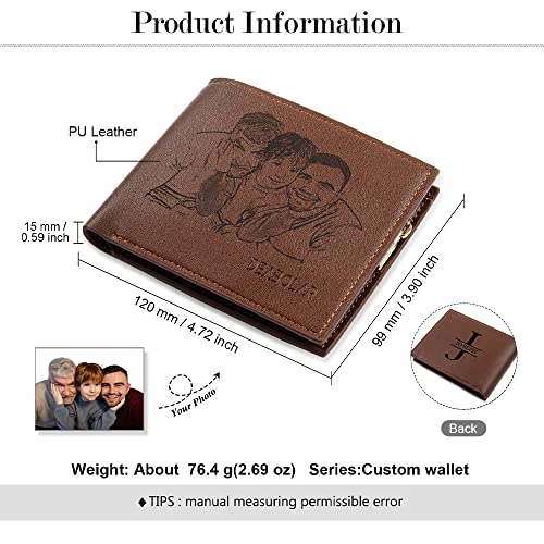 Father's Day Gifts for Dad,Personalized Wallet for Men Custom Names Wallet for Husband Engraved Photo Wallet for Friends (Color 1)2