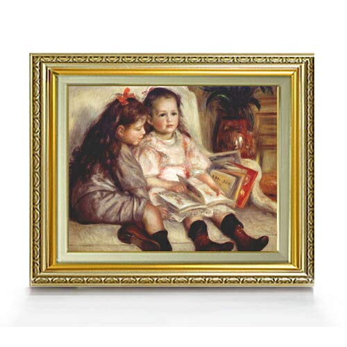 ルノワール ふたりの子供の肖像 F6 油絵直筆仕上げ| 絵画 6号 複製画 ゴールド額縁 556×465mm