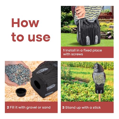 Ediesi Gufo Scaccia Piccioni, Spaventapasseri – Dissuasore Per Uccelli Da Esterno Con Testa Rotante 360°, Spaventa Volatili Per Giardino E Orto - 4