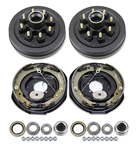 LIBRA Trailer Hub Drum Kits 8 on 6.5 B.C. w/ 12x2 Self-Adjusting Electric Brakes for 7000 Lbs Axle