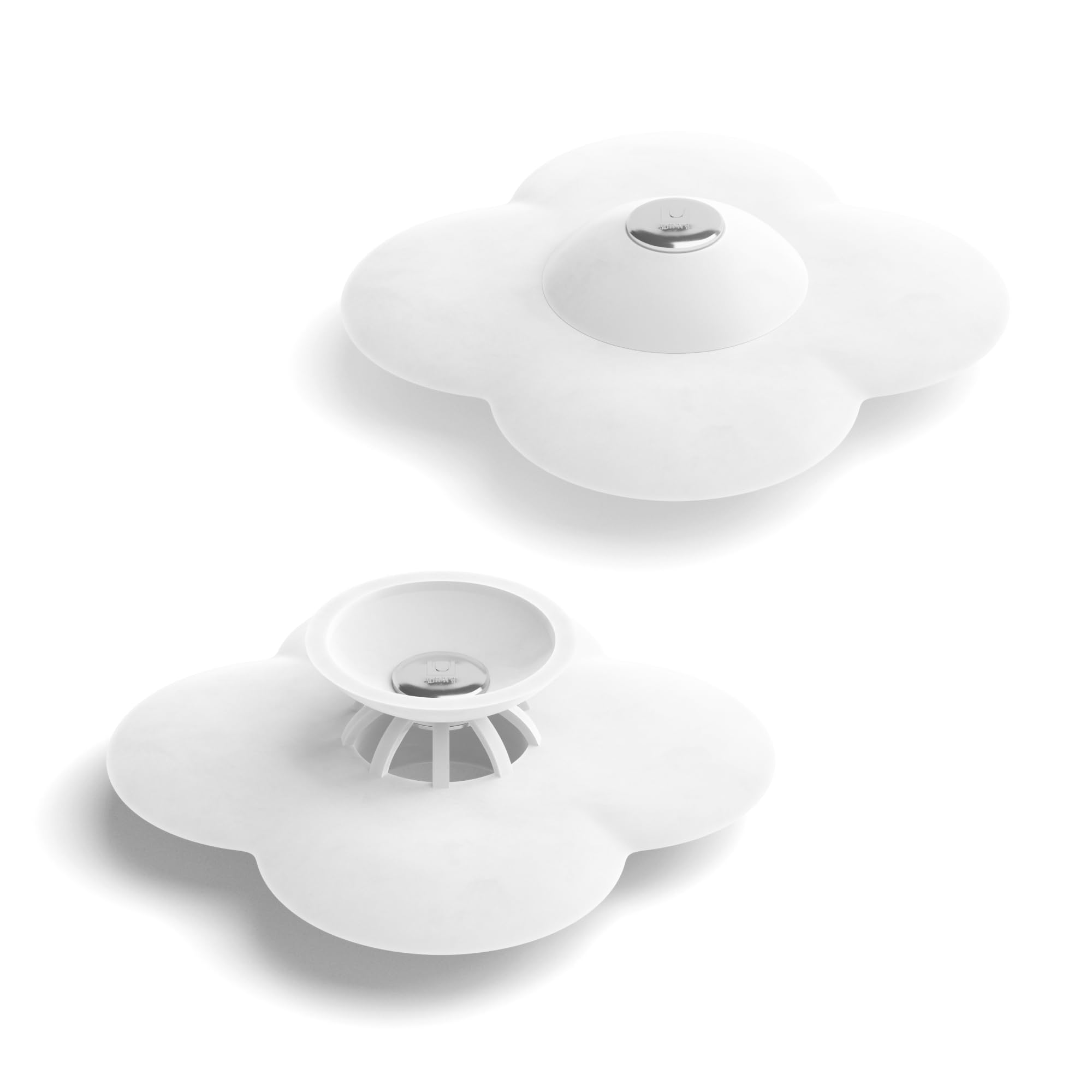 Umbra Bloom Drain Stop and Hair Catcher – Dual Purpose Bathtub Drain Strainer and Stopper with Decorative Floral Design, Anti-Clog Bathroom Accessory for Tubs and Showers – White