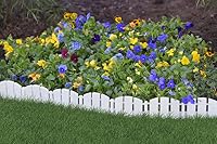 EasyFlex No-Dig Landscape Edging with Anchoring Spikes, 4.5 in. Tall Decorative Adirondack Wood-Look Fence Garden Border, 15 Foot Kit, White (3600WT-15C-6) — image 4