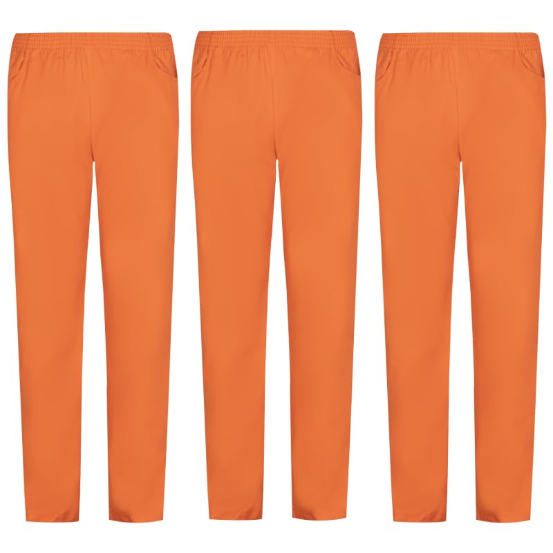 MISEMIYA - Conjunto de 3 peças - Calças sanitárias unissexo - uniforme de saúde uniformes médicos, calças de trabalho, Laranja, XS